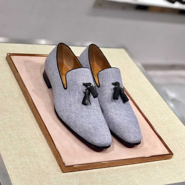 Christian Louboutin Gray New Business Men Oxfords Shoes  Male Office Wedding Pointed Men'S Leather Shoes